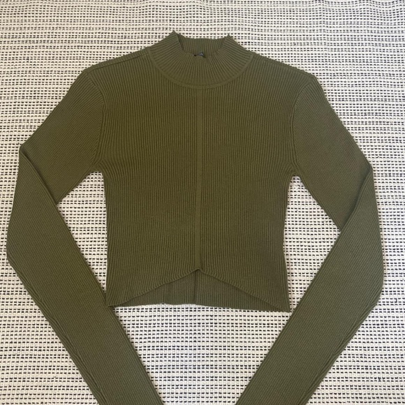 Garage Olive Ribbed Knit Top - Picture 1 of 3
